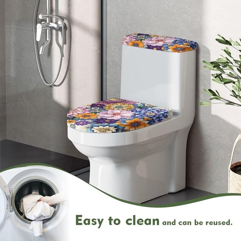 Flashideas Boho Flower Toilet Cover Seat Toilet Seat Covers for Bathroom Easy to Clean Toilet Lid Cover Bathroom Decoration Accessories Seat Covers Fits Most Lids for Accessories Decor - Image 4